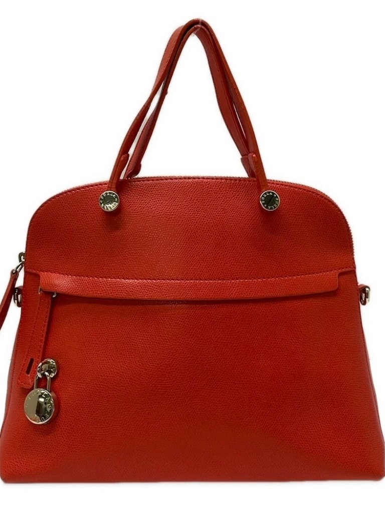 Furla Piper Orange Leather Handbag